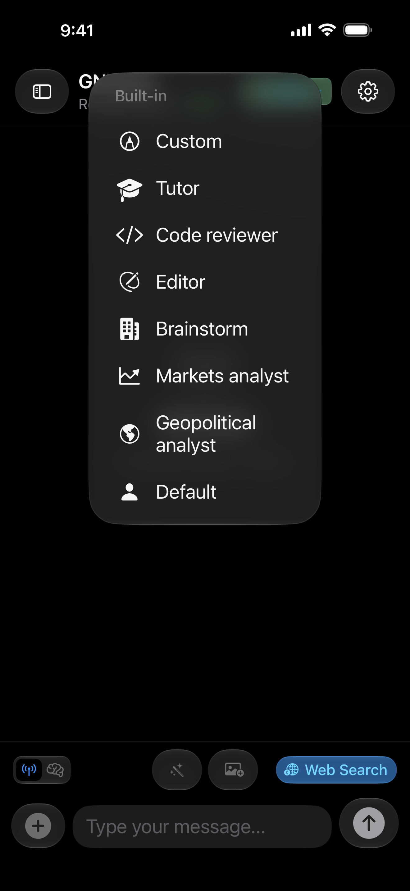 Personas screen